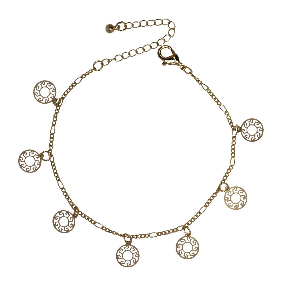 Fashion sun mandala disk gold plated ankle chain