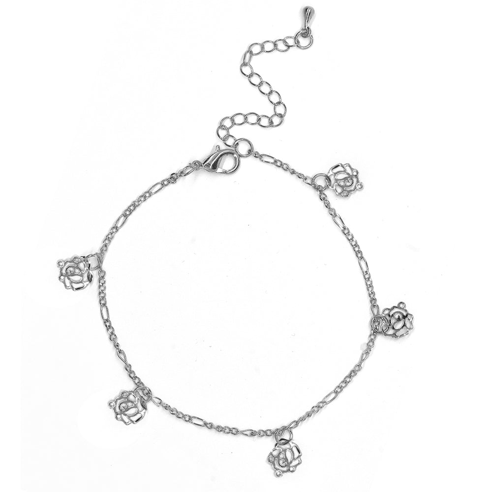 Fashion cutout flower charm anklet