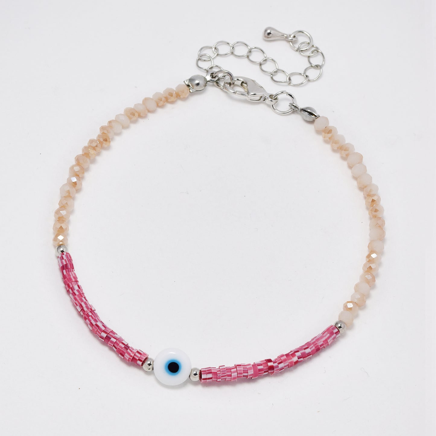 Fashion evil eye mixed faceted beaded anklets - YA4422