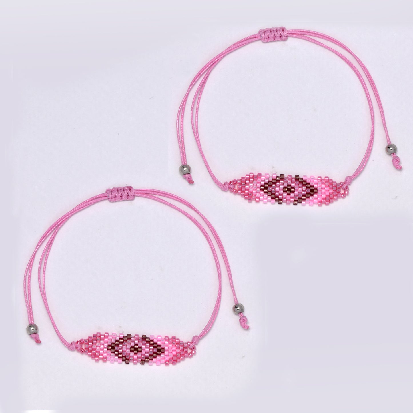 Fashion adjustable beaded cotton ID style bracelet 2 pk - YB053