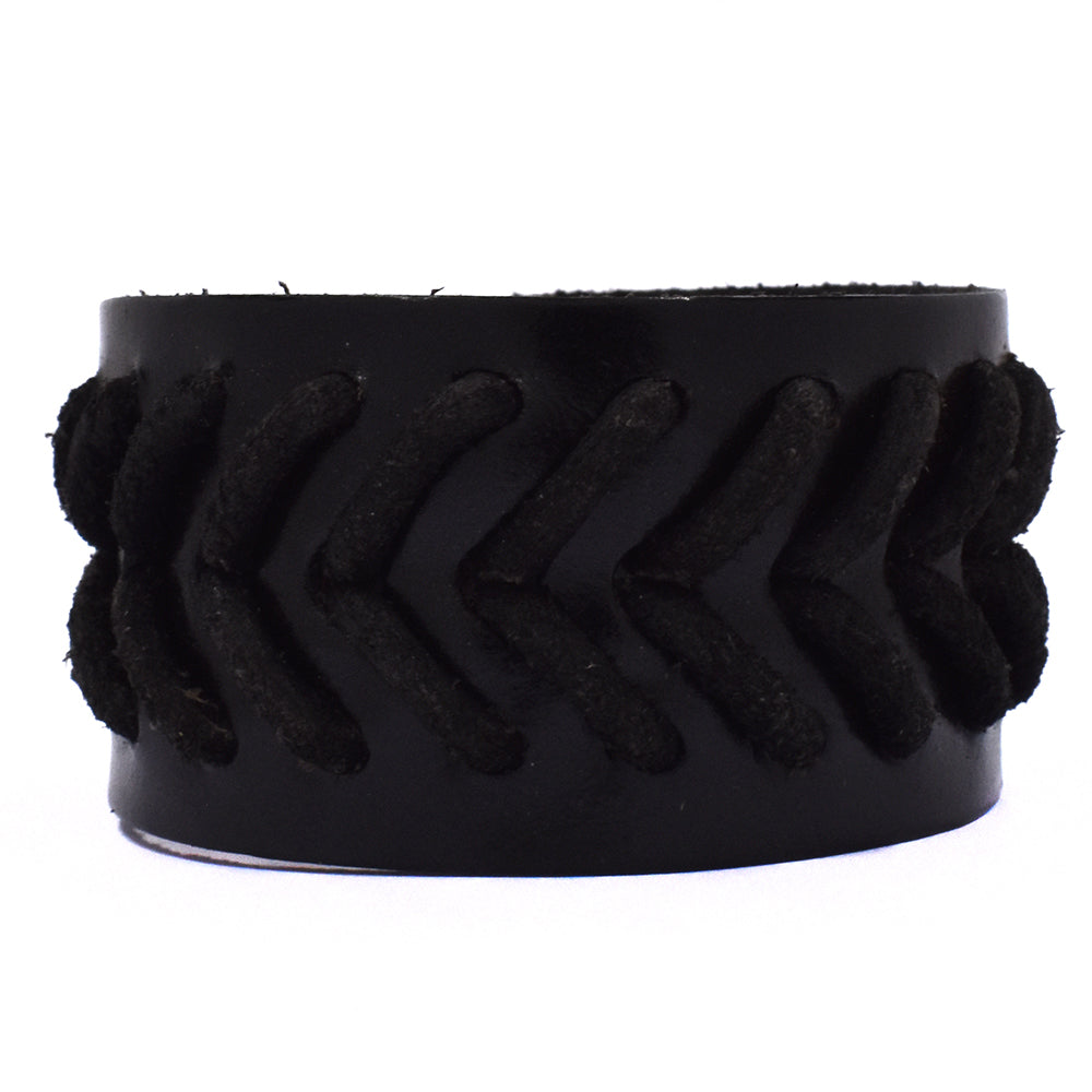 Fashion broad black V pattern weave bracelet - YB1271