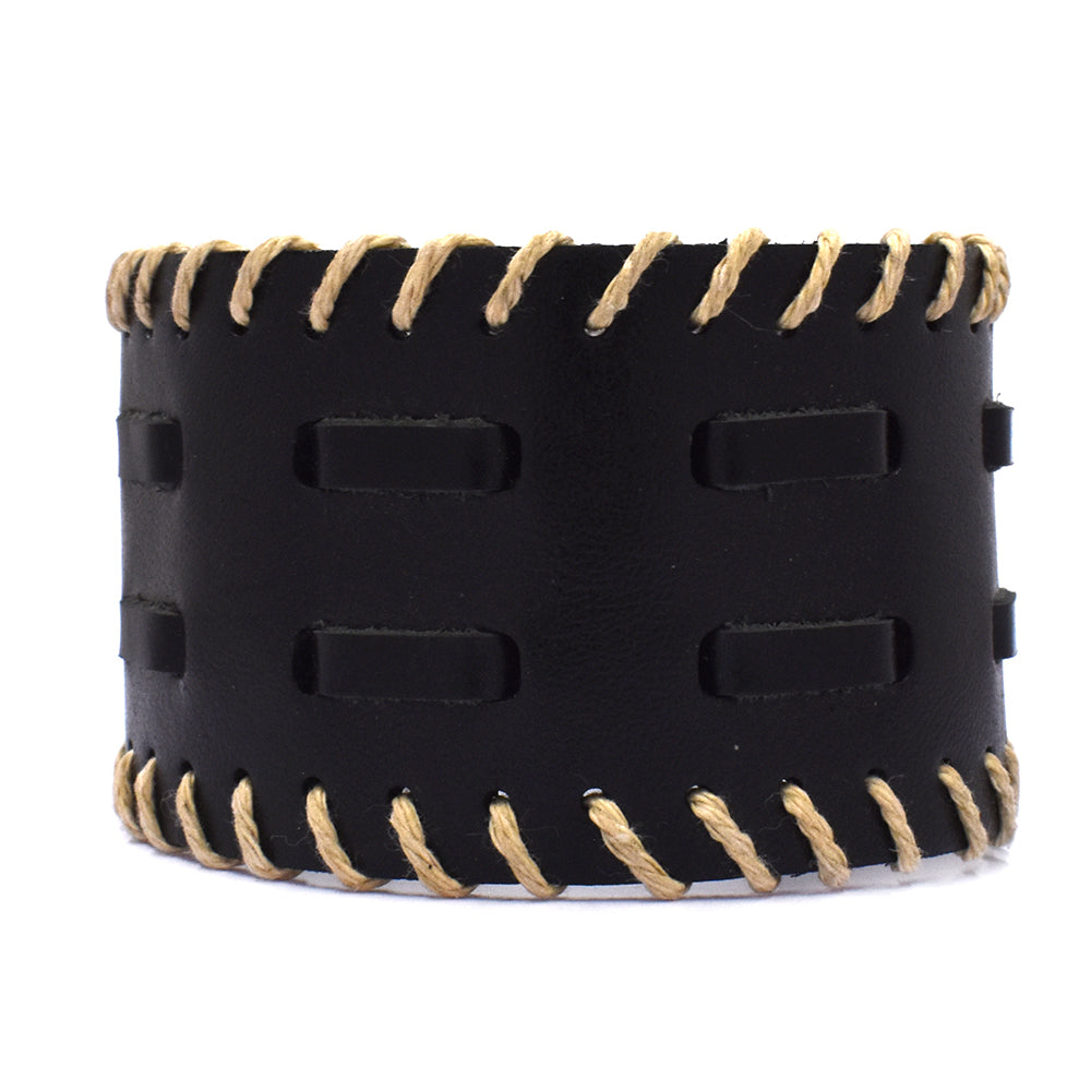 Fashion black broad stitching edge bracelet - YB1272