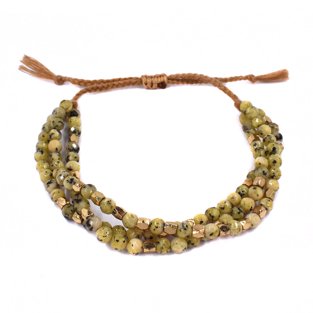 Fashion 3 stranded bead adjustable bracelet - YB1304