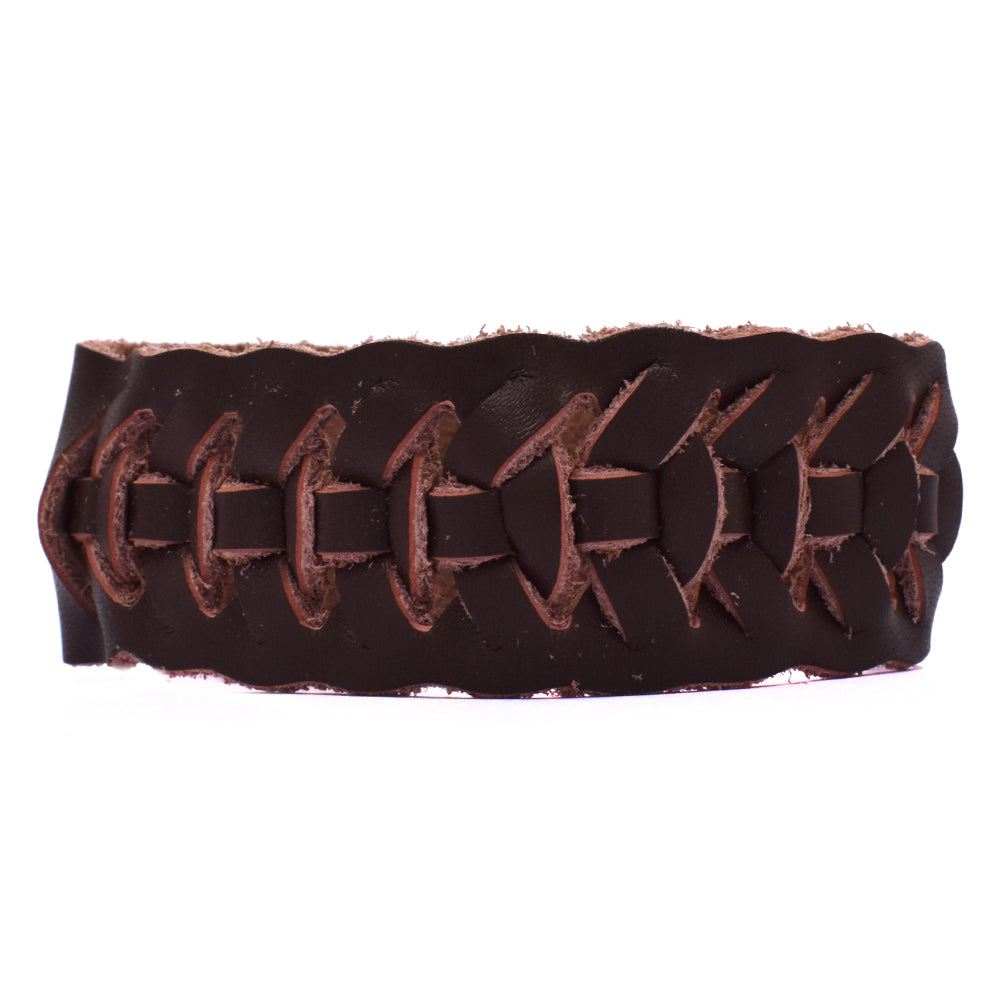 Fashion maroon leather weaved midsection bracelet - YB1677
