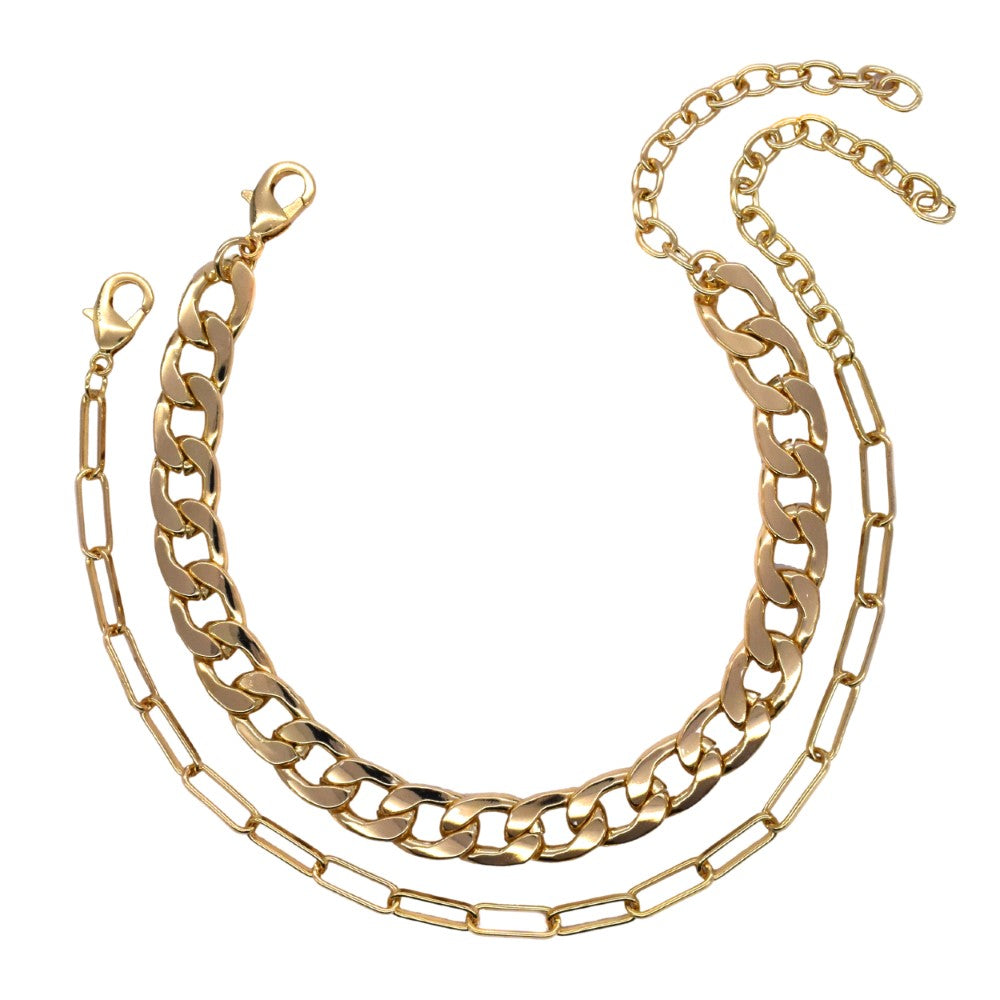 2 Pack fashion gold chunky chain bracelet - YB3465