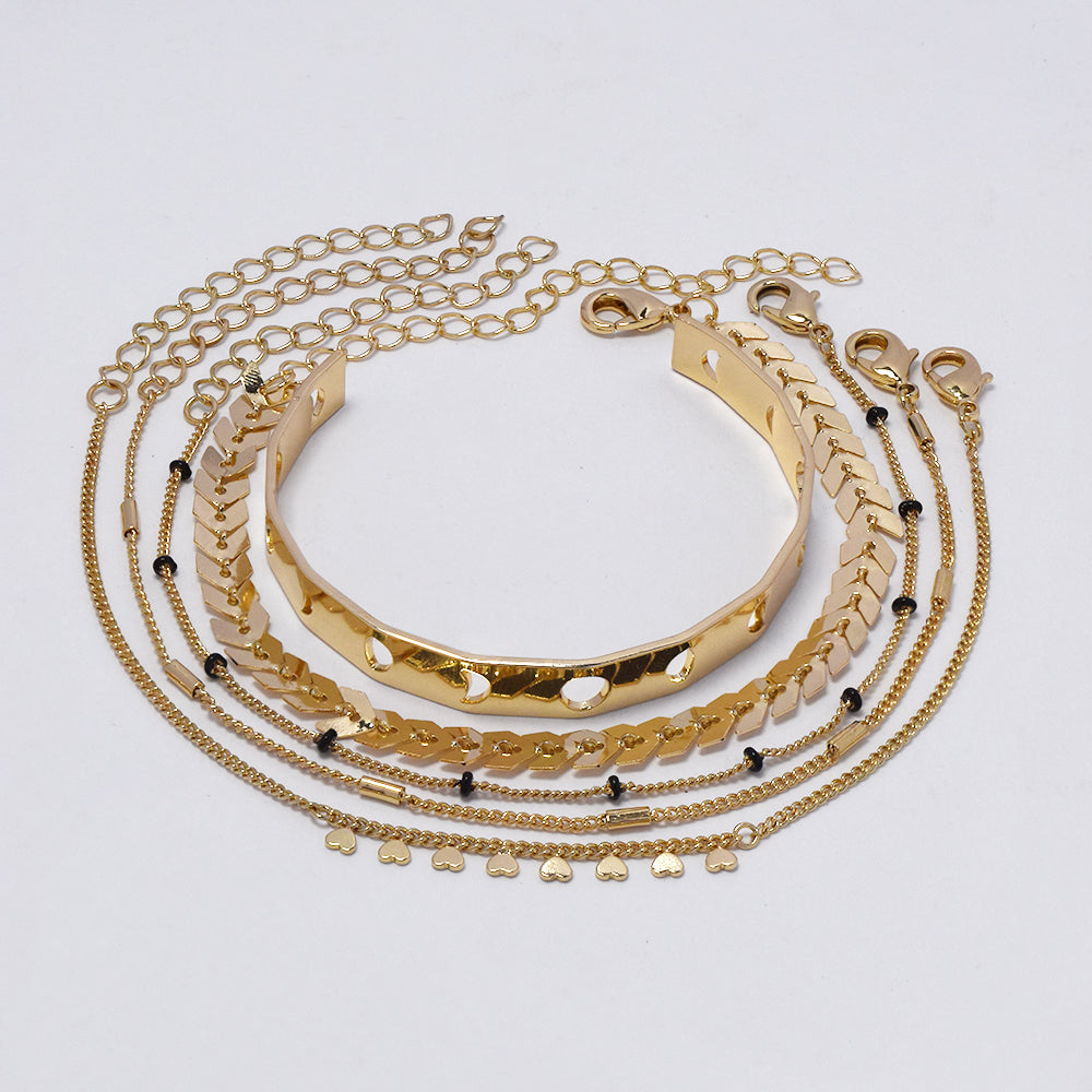 Fashion gold 5 piece bracelet and cuff set - YB4353