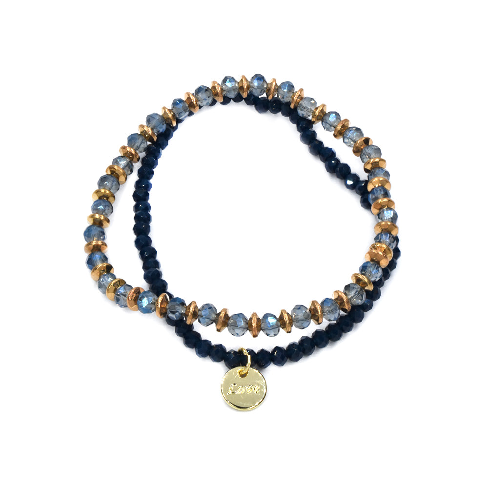 2 Pack fashion blue beaded bracelet - YB4440