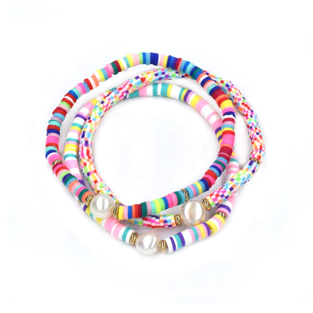 3 Pack fashion mixed colour bead bracelet - YB4441