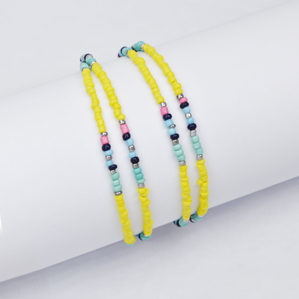 2 Pack fashion adjustable double strand beaded bracelet - YB4640