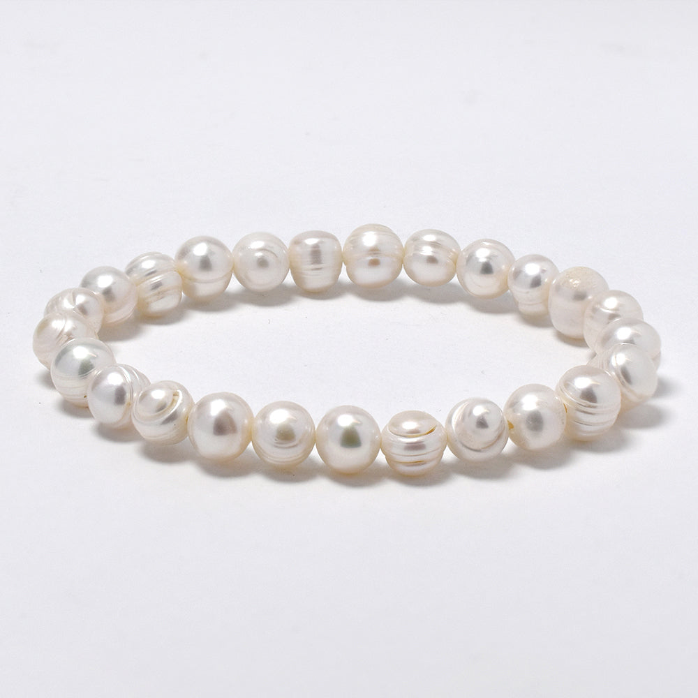 Freshwater pearl white 8mm stretch bracelet - YB4785