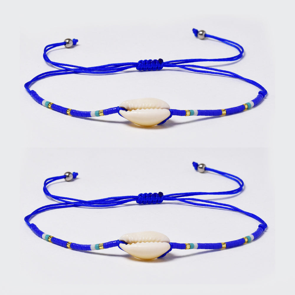 2 Pack fashion beaded shell cotton pull through bracelet - YB4790O