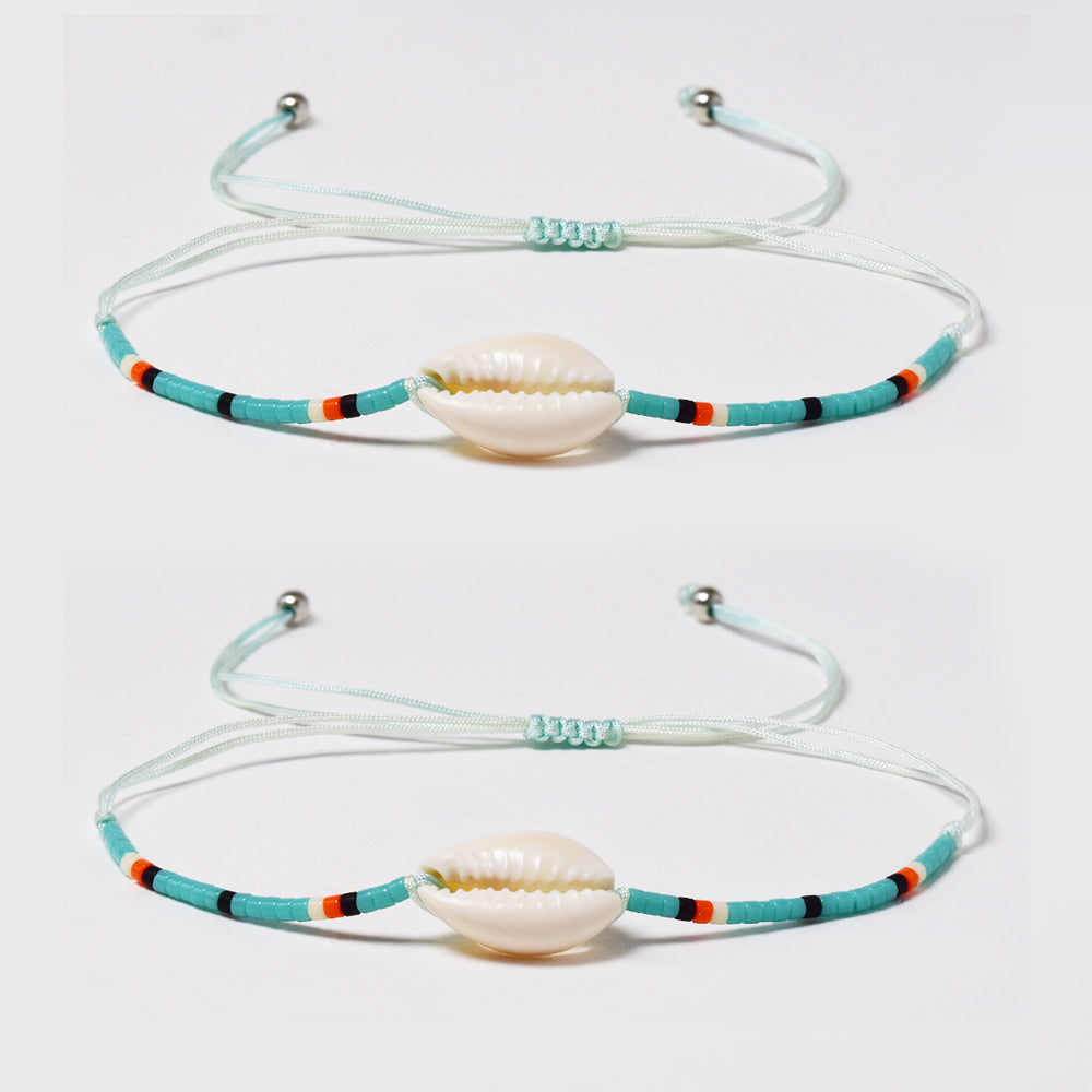 2 Pack fashion beaded shell cotton pull through bracelet - YB4790O