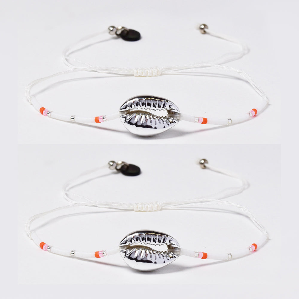 2 Pack fashion beaded shell cotton pull through bracelet - YB4790O