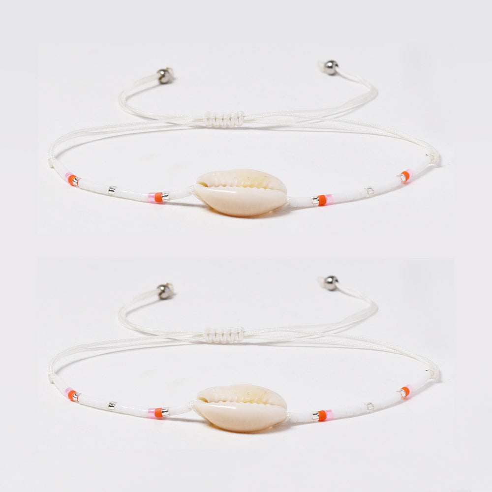 2 Pack fashion beaded shell cotton pull through bracelet - YB4790O