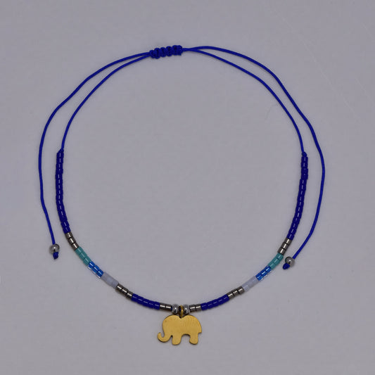 2 Pack adjustable cotton elephant charm beaded bracelet