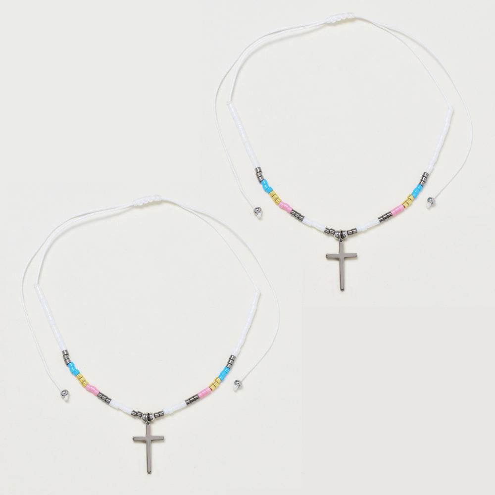 2 Pack fashion beaded cross bracelet - YB4838