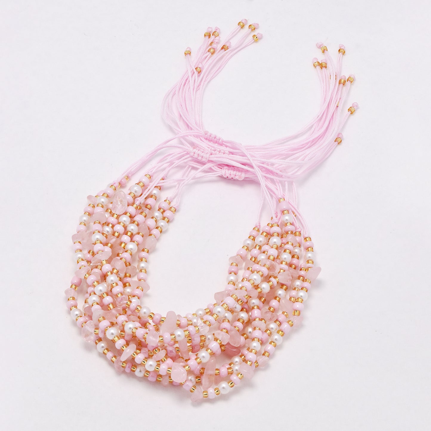 YB6676 - Fashion adjustable bead & natural stone chip bracelet - 10 pc / pack