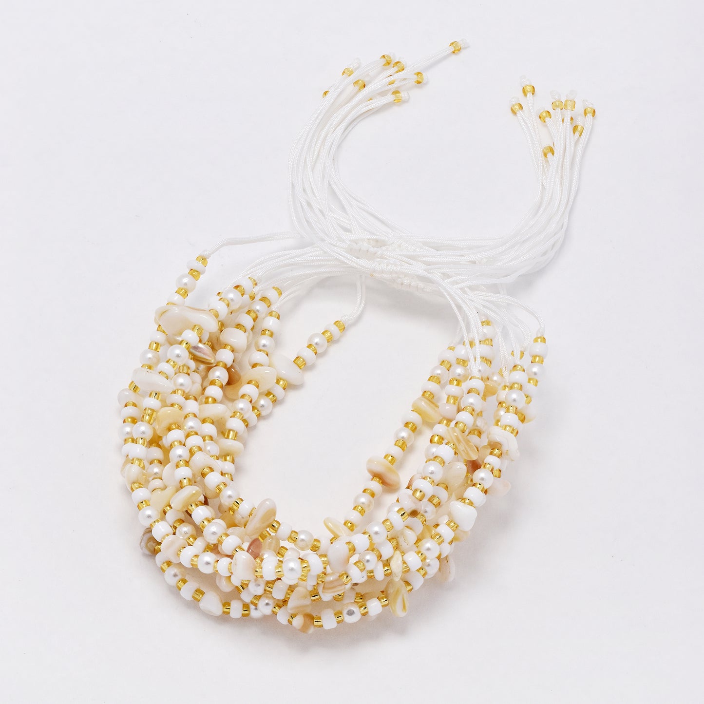 YB6676 - Fashion adjustable bead & natural stone chip bracelet - 10 pc / pack