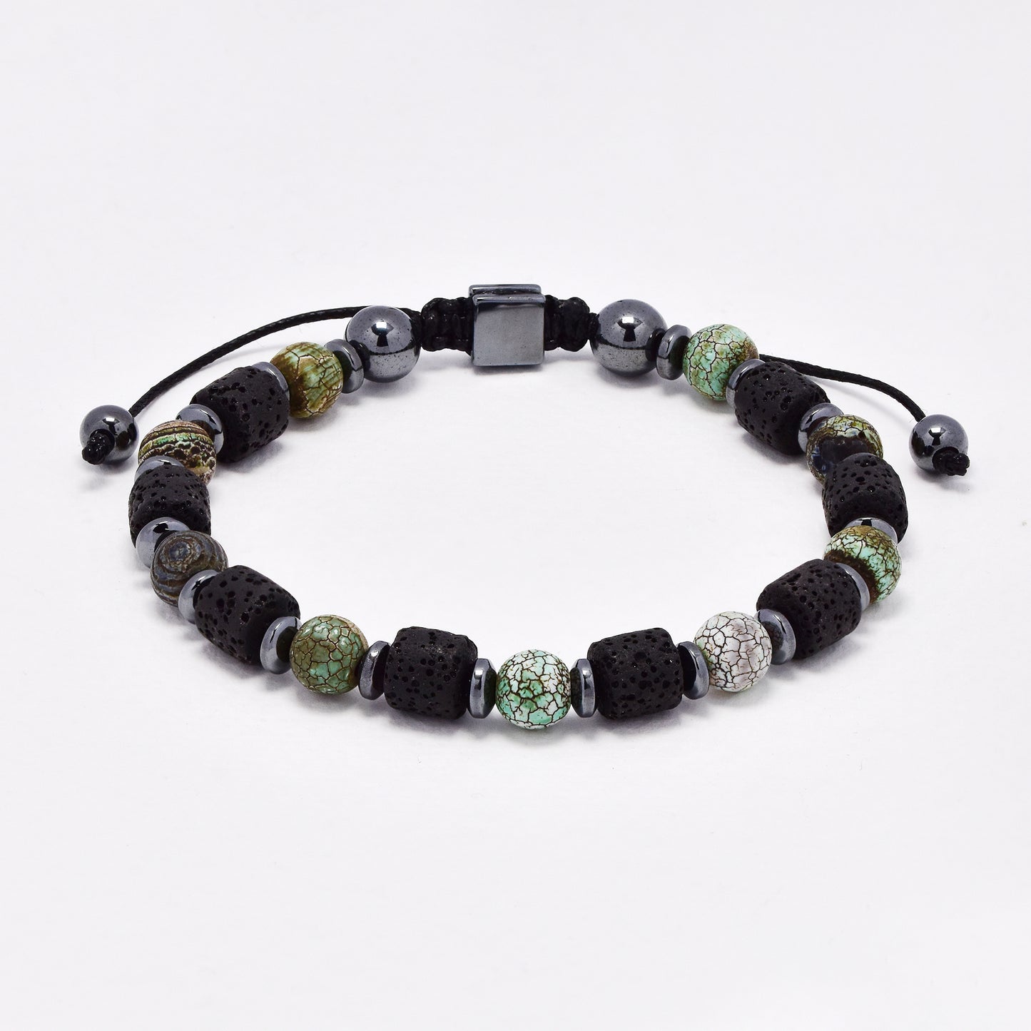 YB6679 - Volcanic rock & serpentine adjustable bracelet