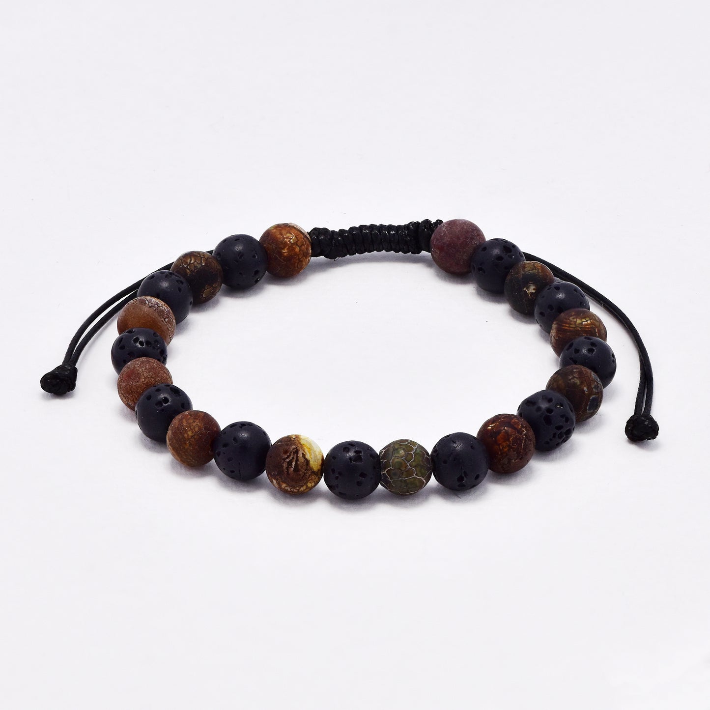 YB6682 - Volcanic rock & natural stone adjustable bracelet