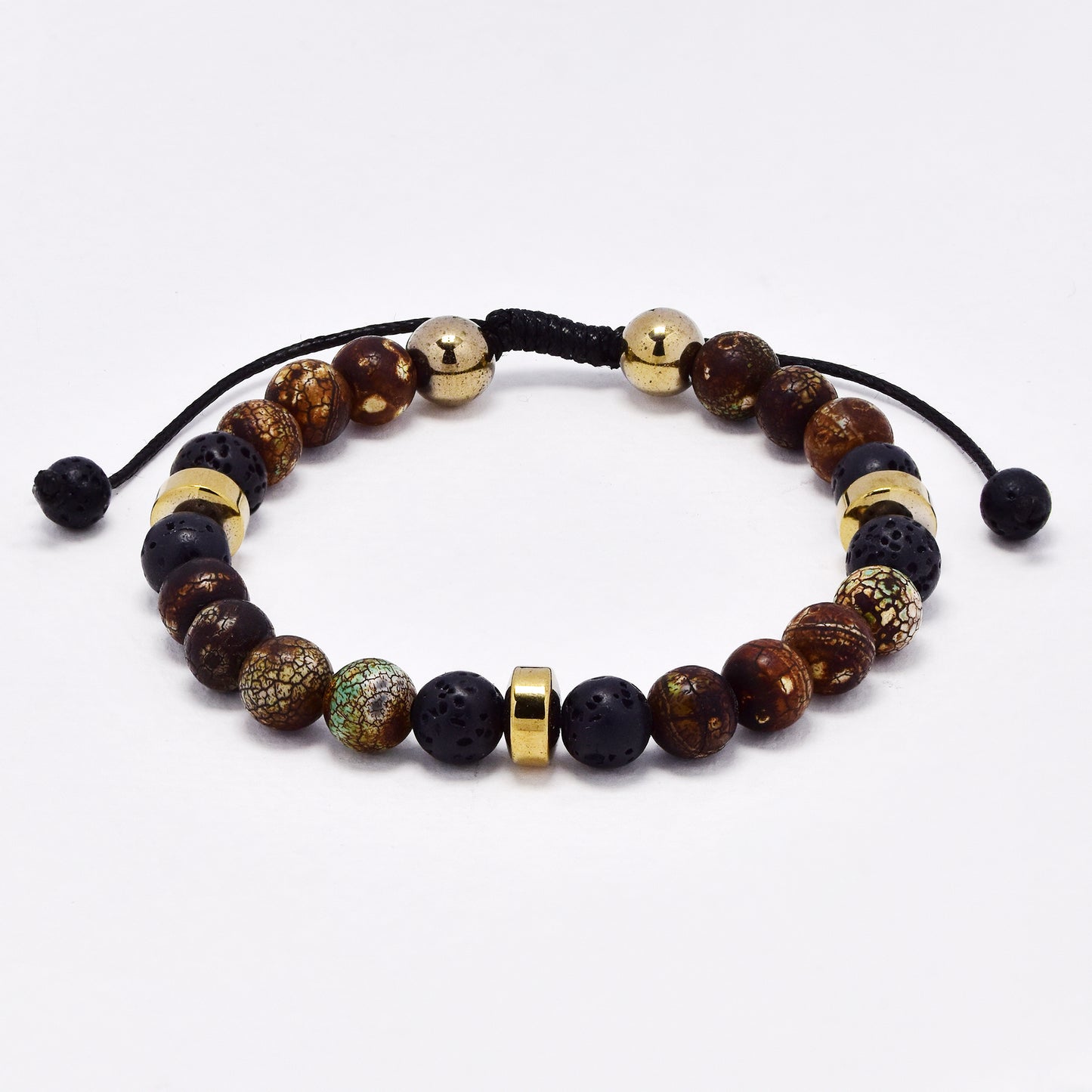 YB6684 - Volcanic rock & natural stone adjustable bracelet