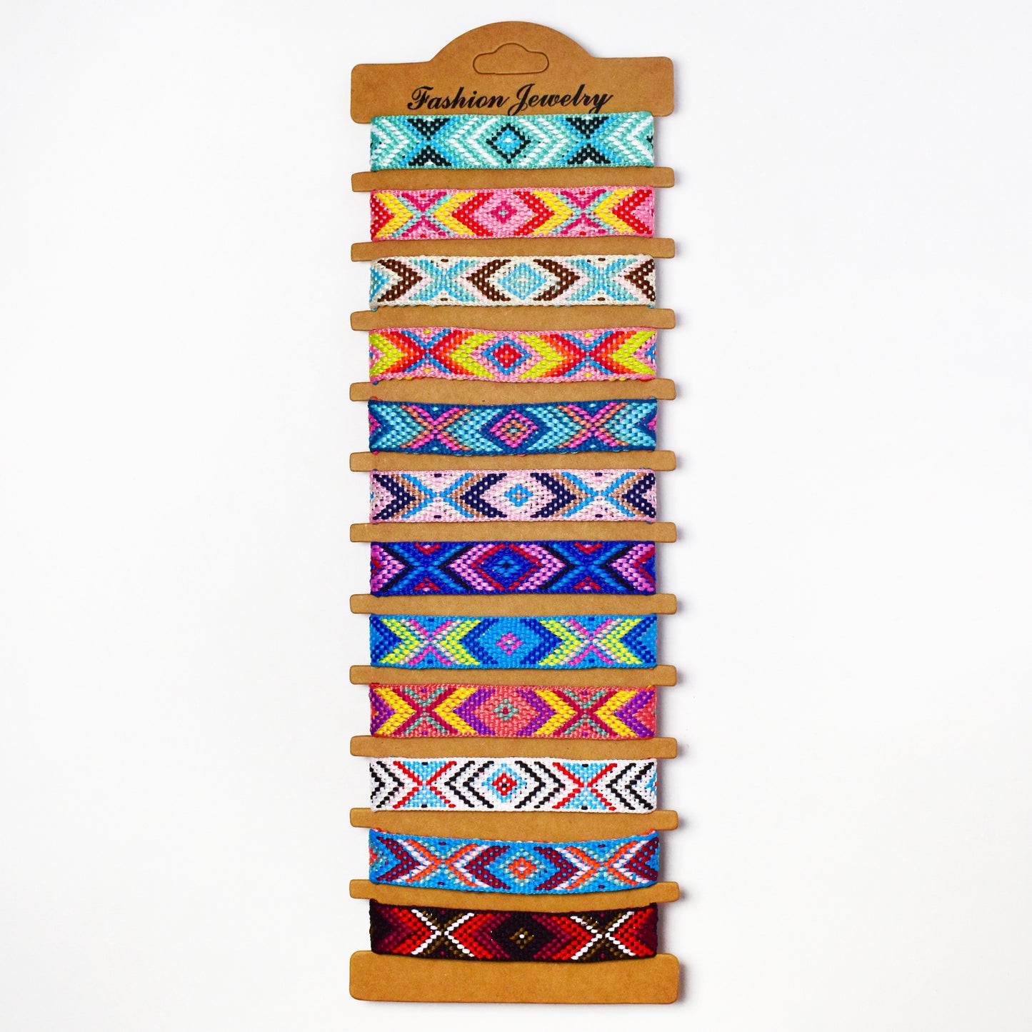 YB7083 - 12-Pack cotton weave pull-through bracelet