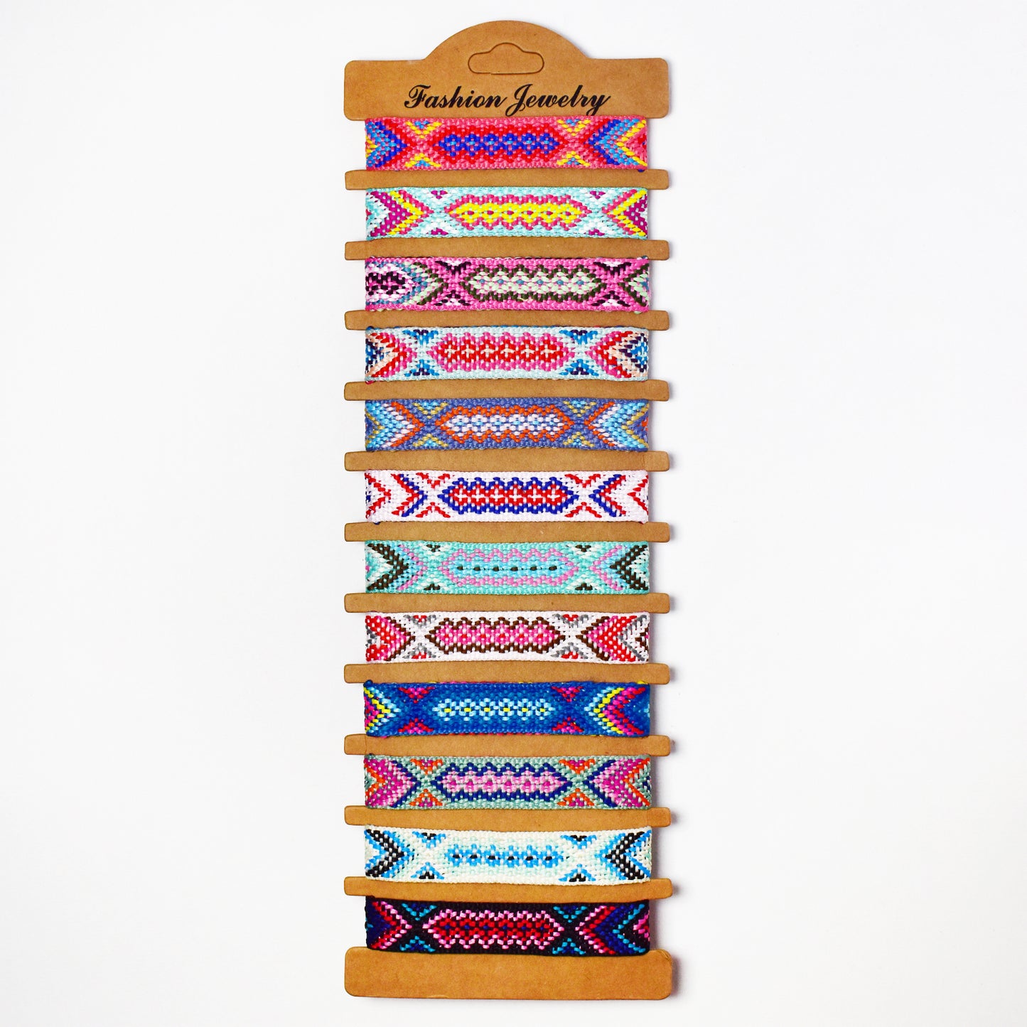 YB7084 - 12-Pack cotton weave pull-through bracelet