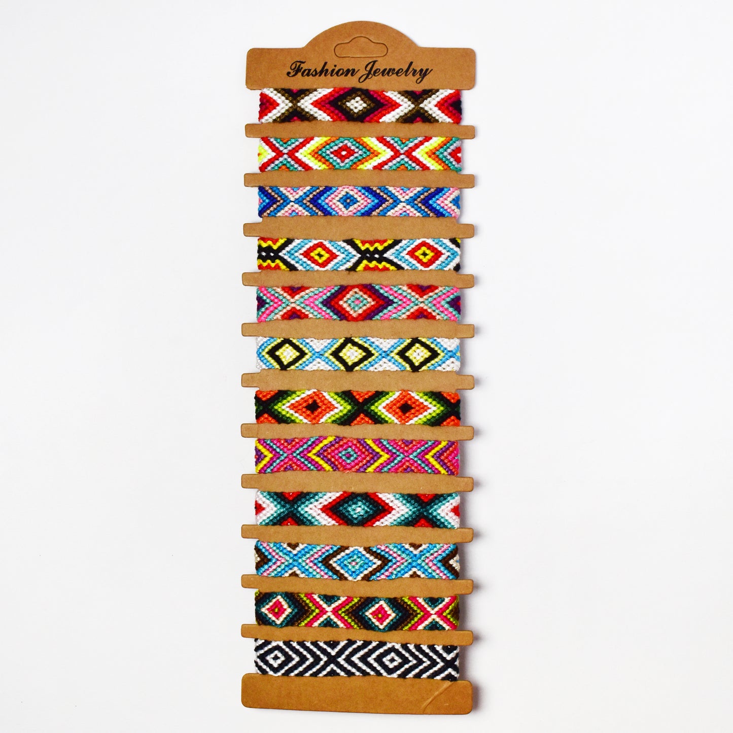 YB7086 - 12-Pack cotton weave pull-through bracelet