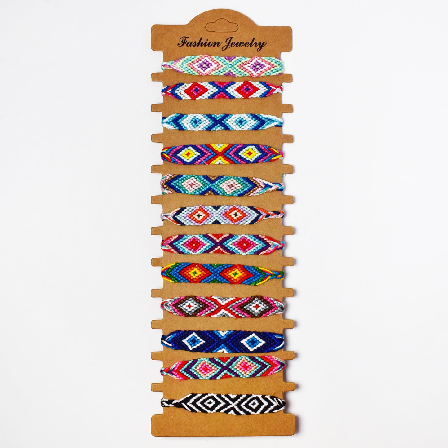 YB7087 - 12-Pack cotton weave pull-through bracelet
