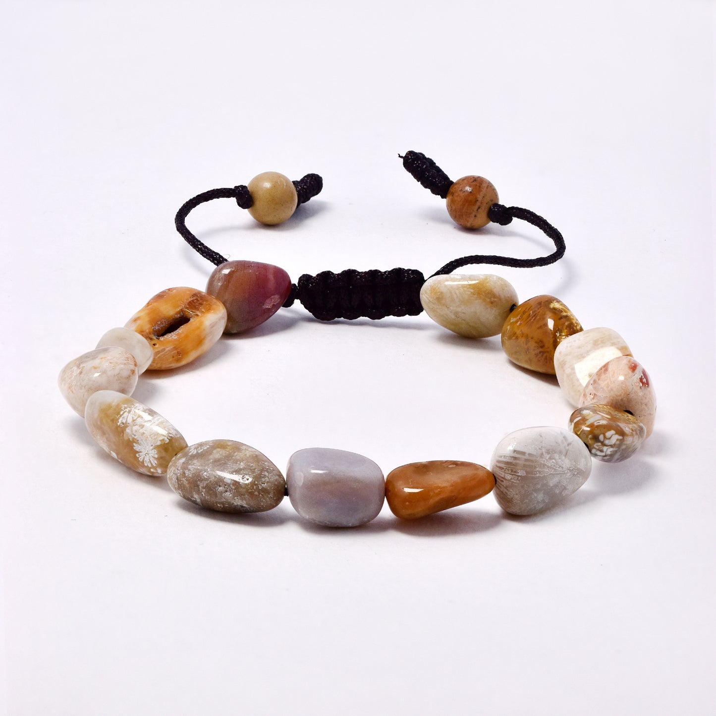 YB7512 - Natural stone organic shaped adjustable bracelet