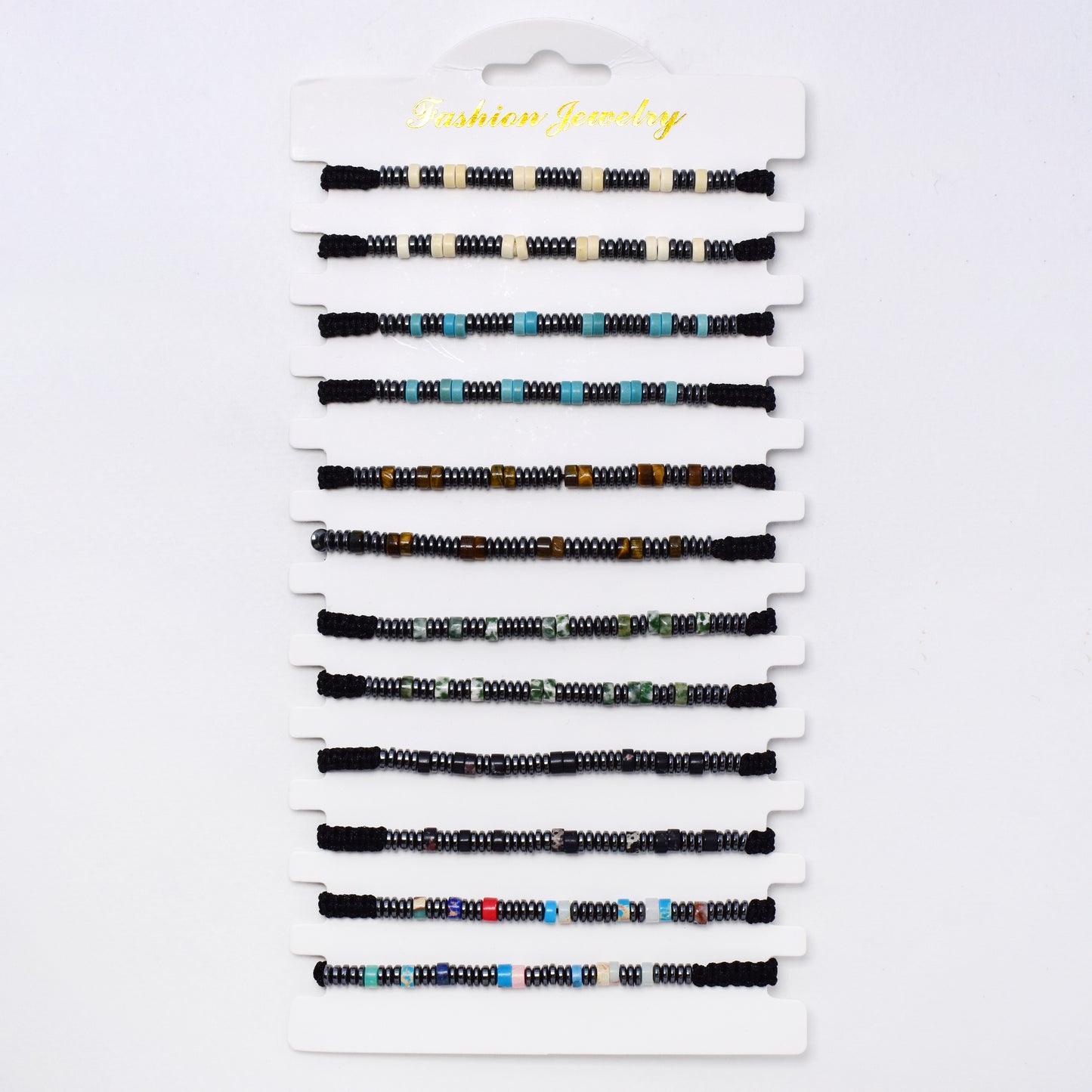 YB7523 - 12 Pack adjustable beaded bracelets
