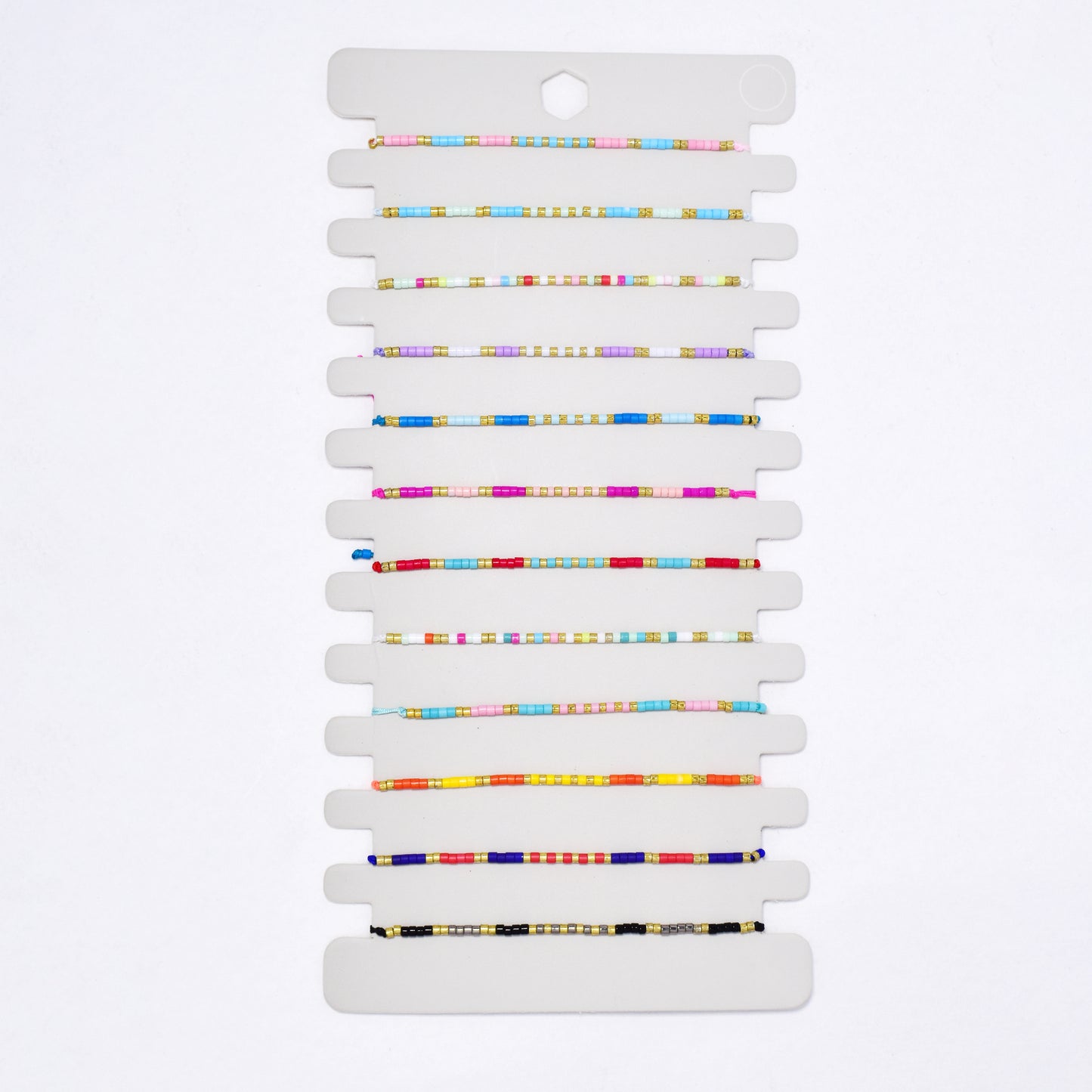 YB7533 - 12 Pack adjustable mixed bead bracelet