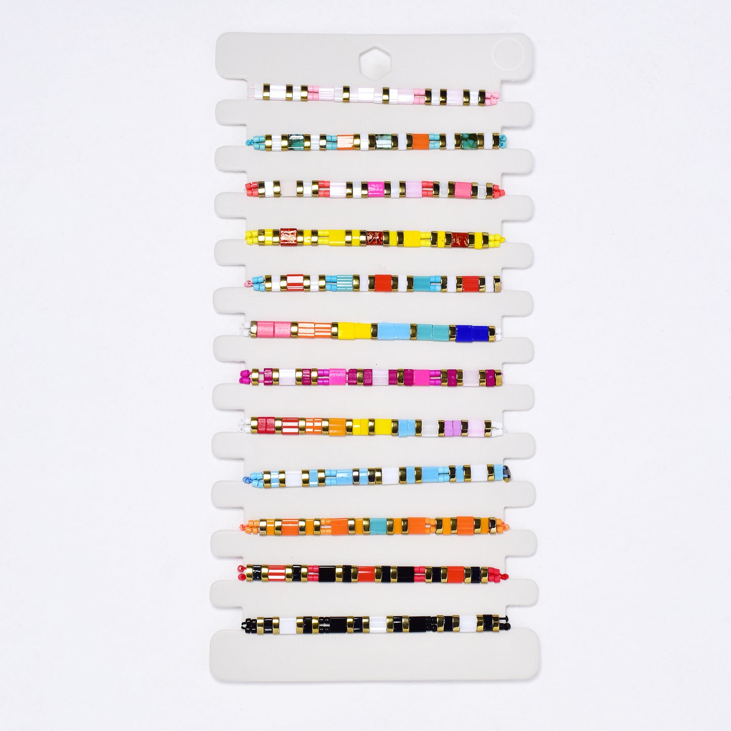 YB7538 - 12 Pack adjustable mixed bead bracelet