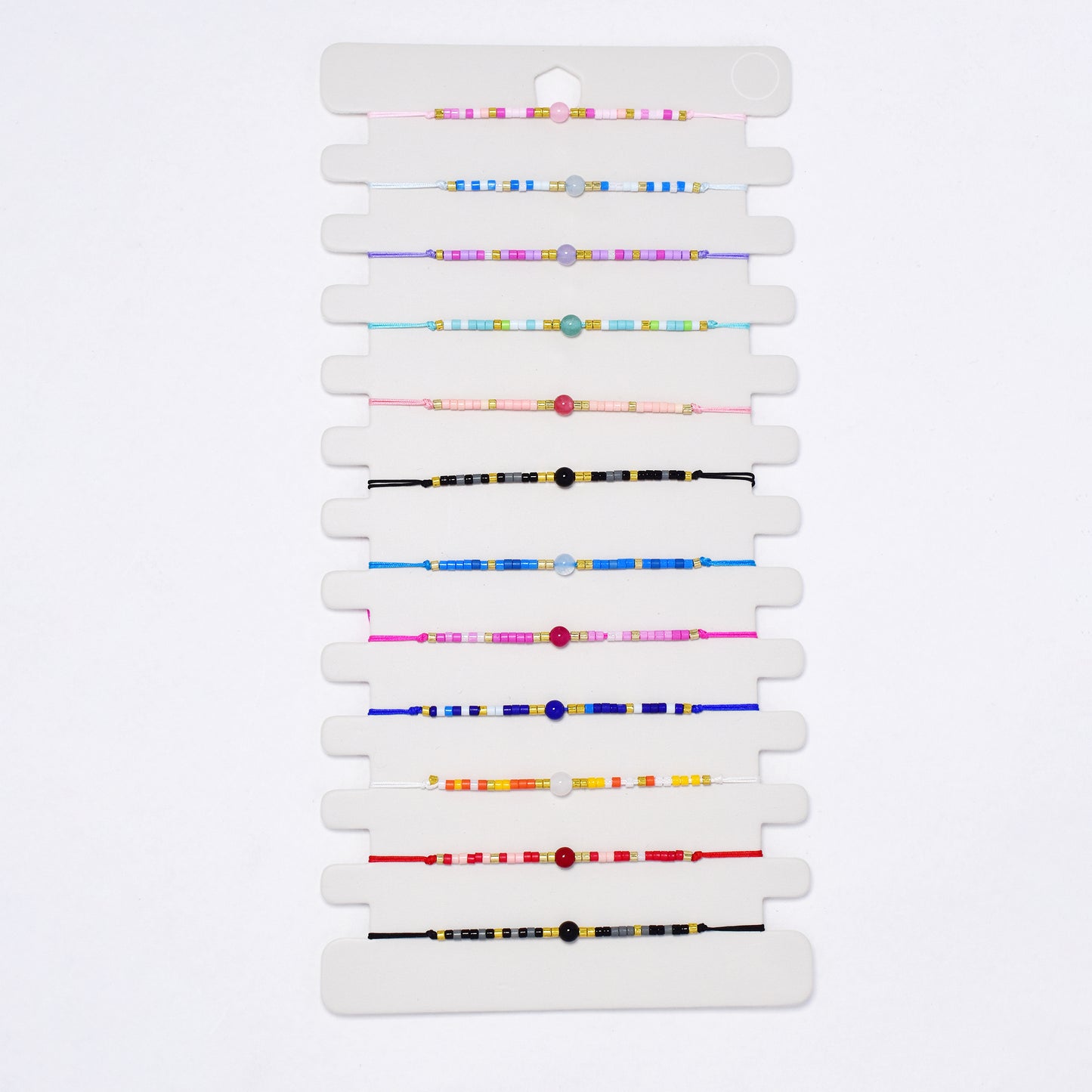 YB7539 - 12 Pack adjustable mixed bead bracelet