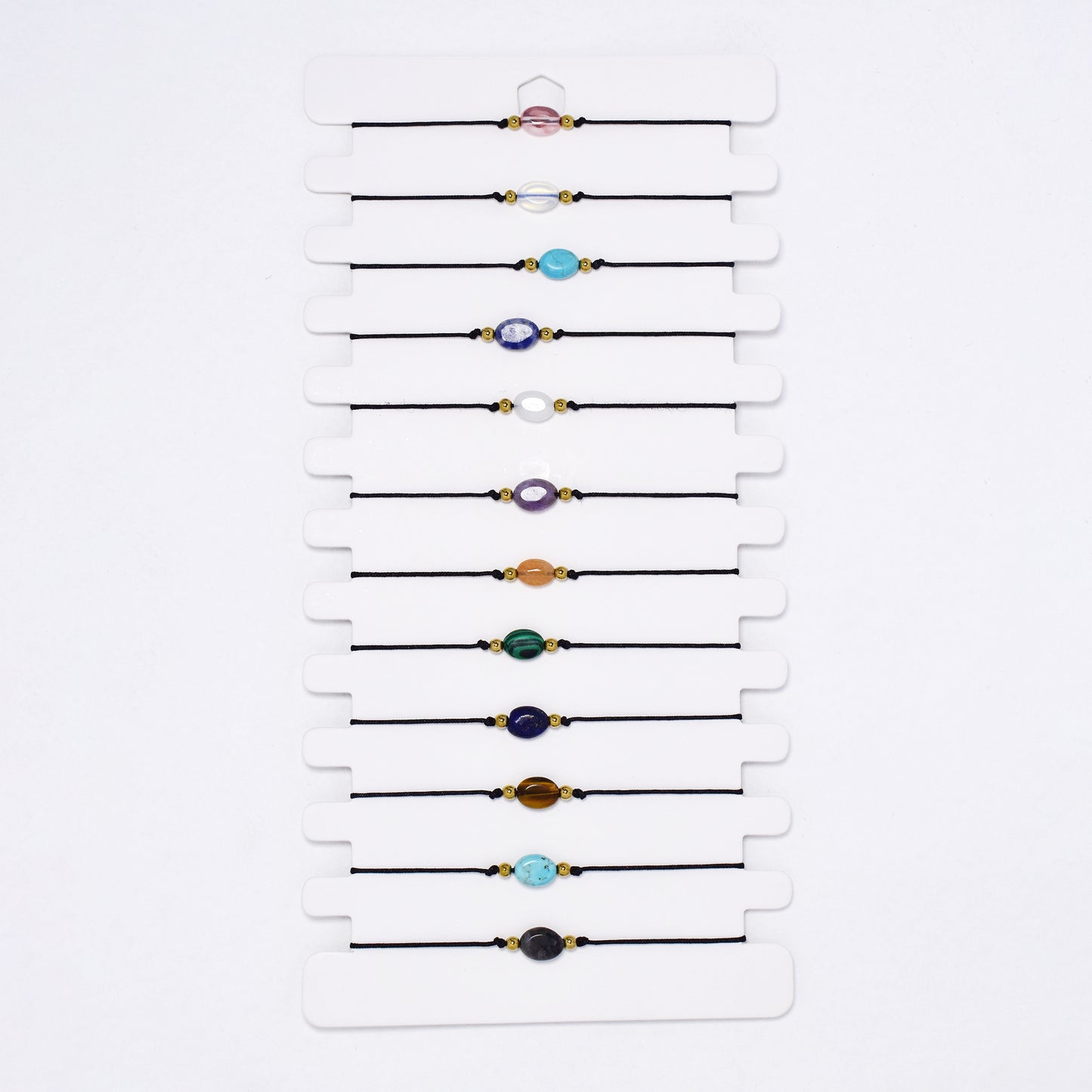 YB7542 - 12 Pack adjustable natural stone bracelet