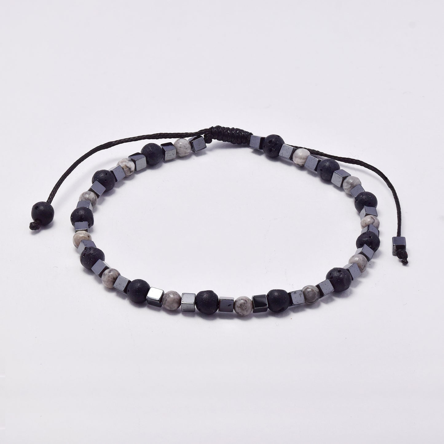 YB7749 - Volcanic rock & natural stone adjustable bracelet
