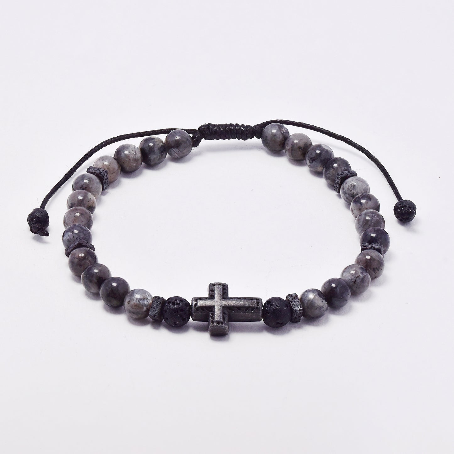YB7759 - Volcanic rock & natural stone adjustable bracelet