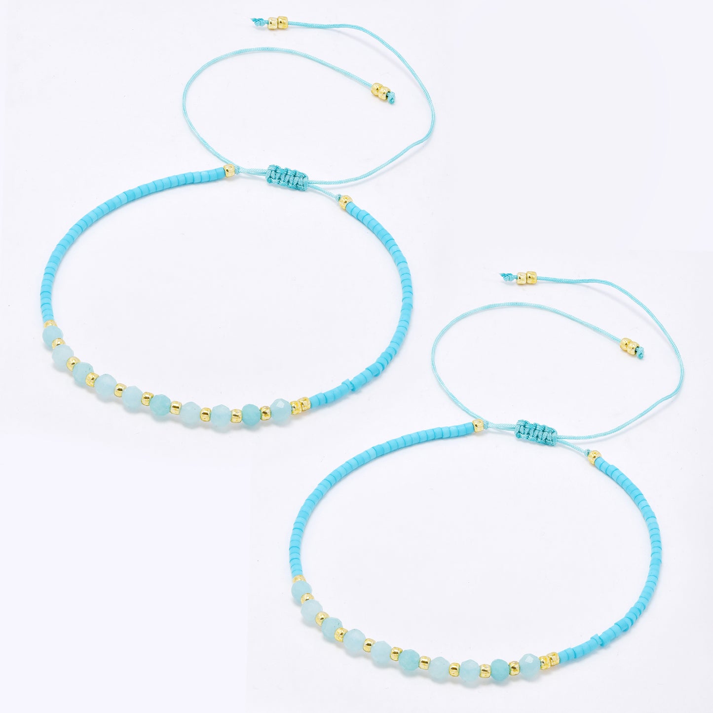 YB7784 - 2-Pack Natural stone miyuki bead pull-through bracelet