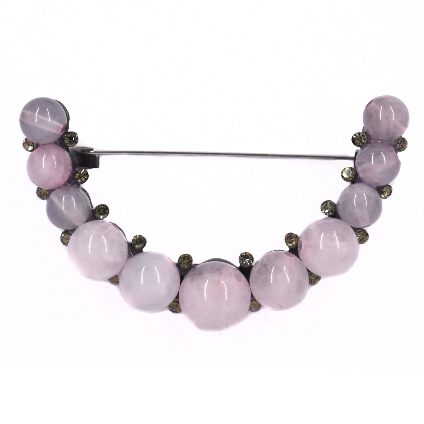 Fashion crescent beaded and crystal brooch - YBR1473