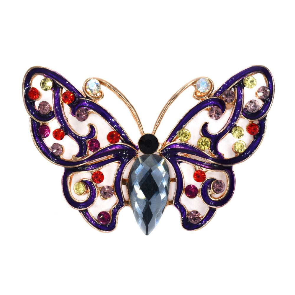 Fashion colourful crystal cutout butterfly brooch - YBR4548