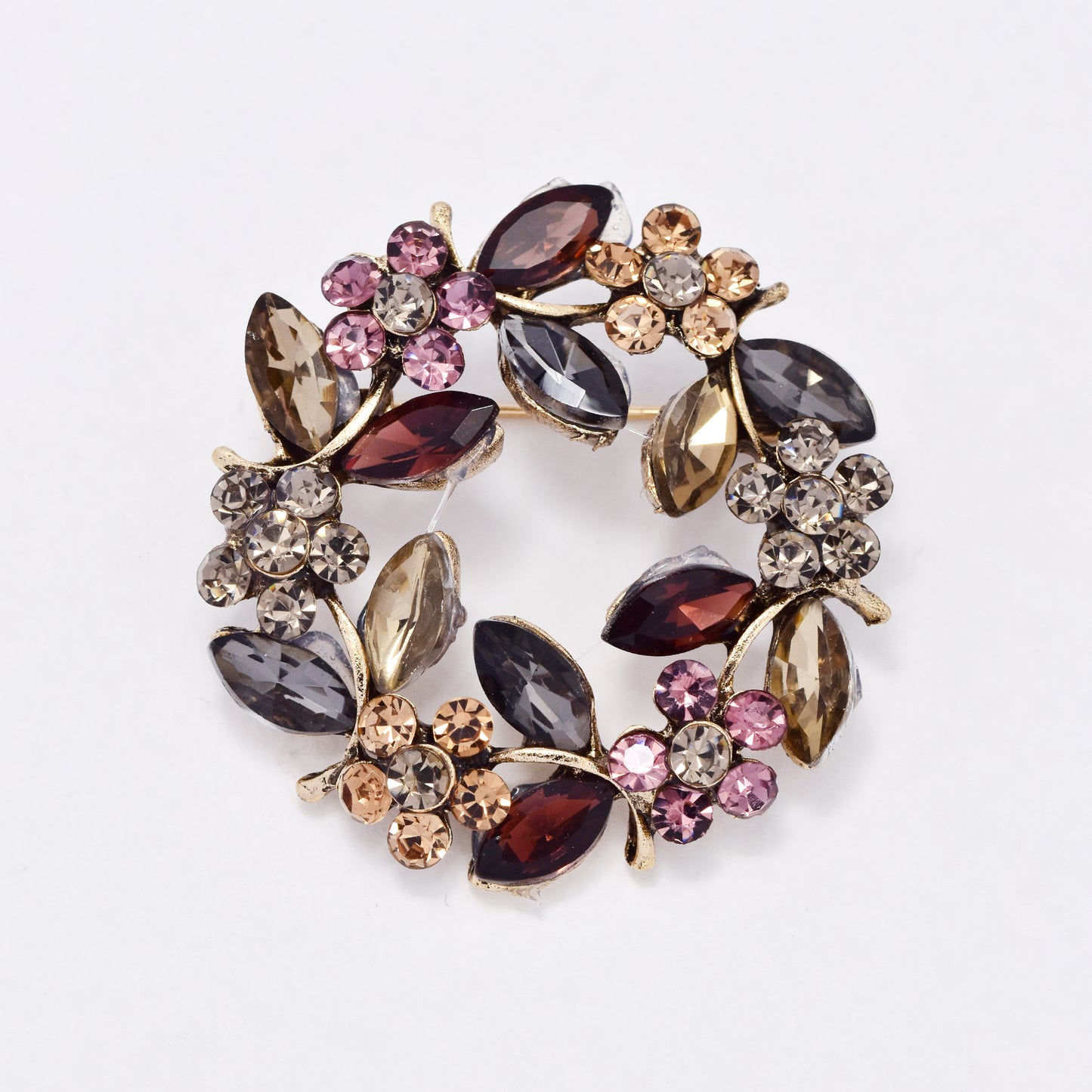 YBR6341 - Fashion crystal flower wreath brooch