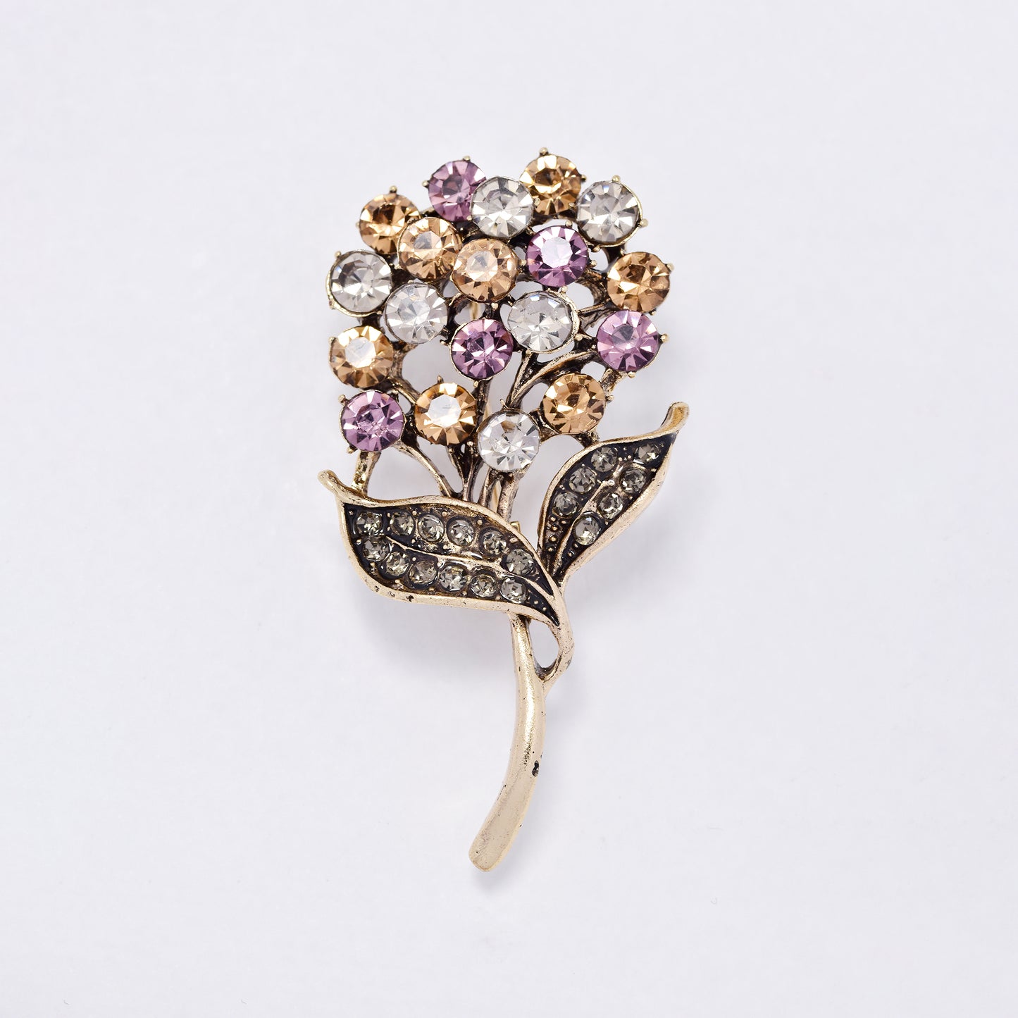 YBR6349- Fashion flower with crystals brooch