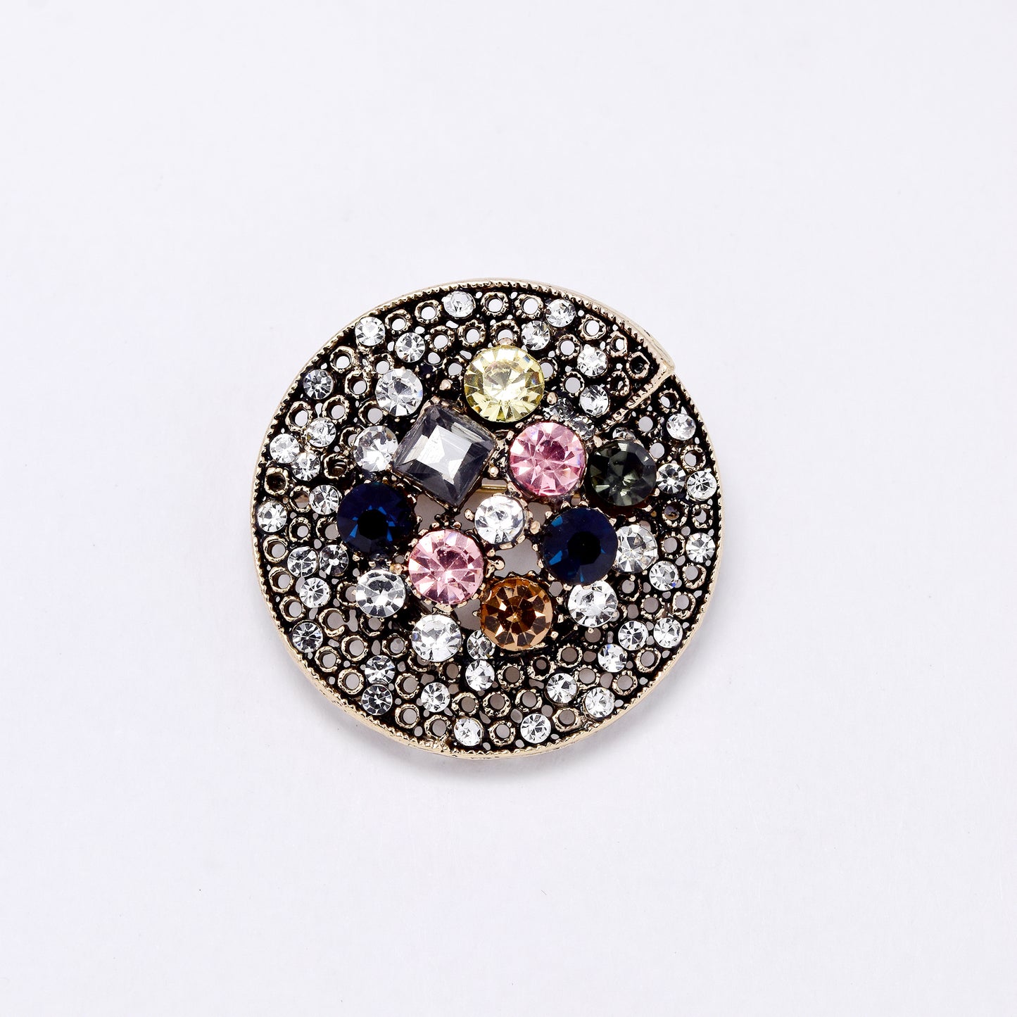 YBR7548 - Disconnected circle crystal brooch