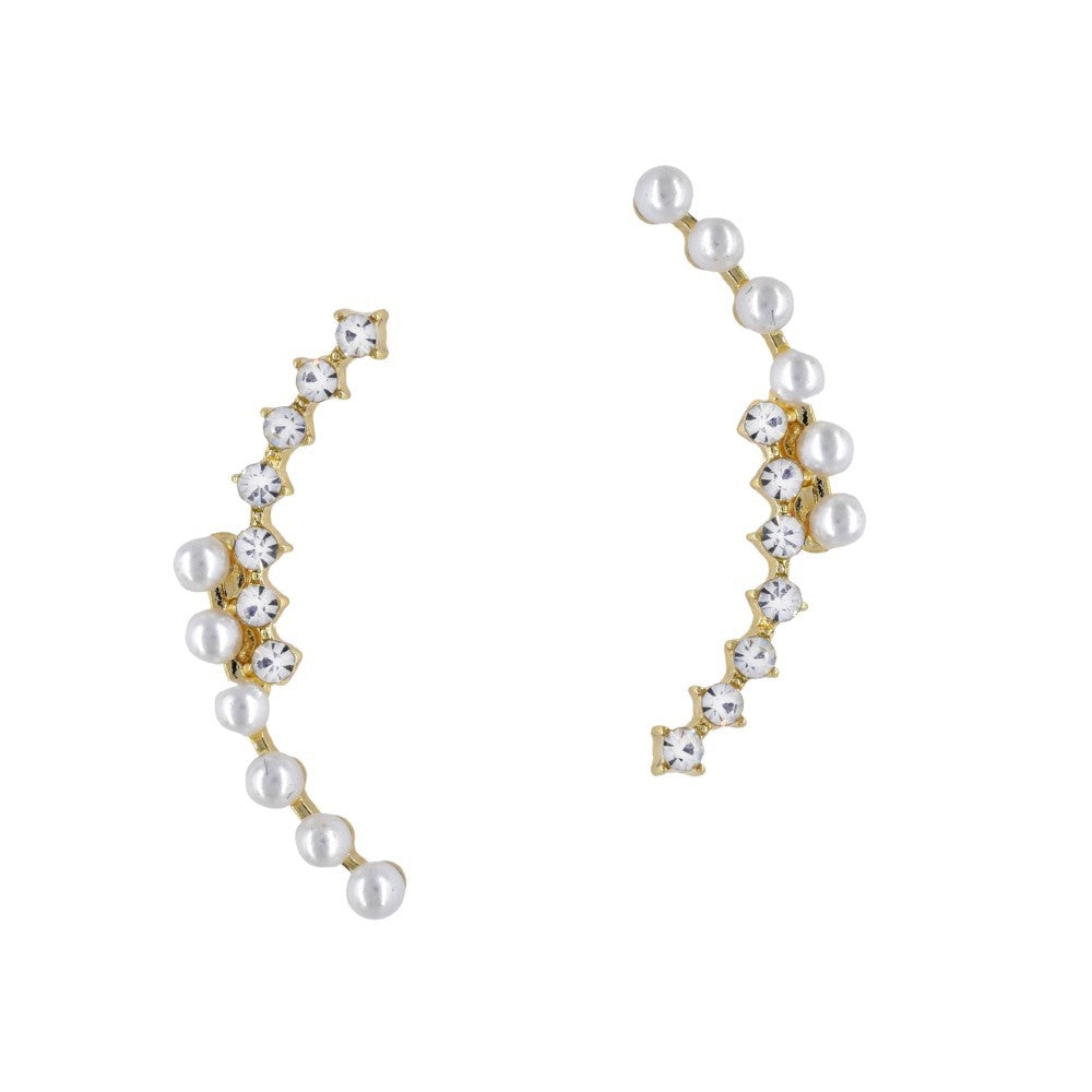 Pearl and crystal lobe fashion earrings - YE3644