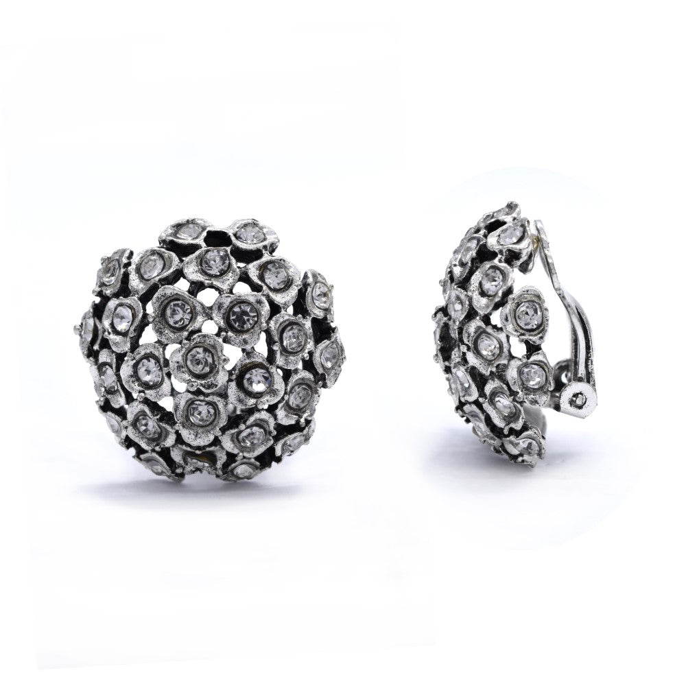 Cluster crystal clip on fashion earring - YE4015