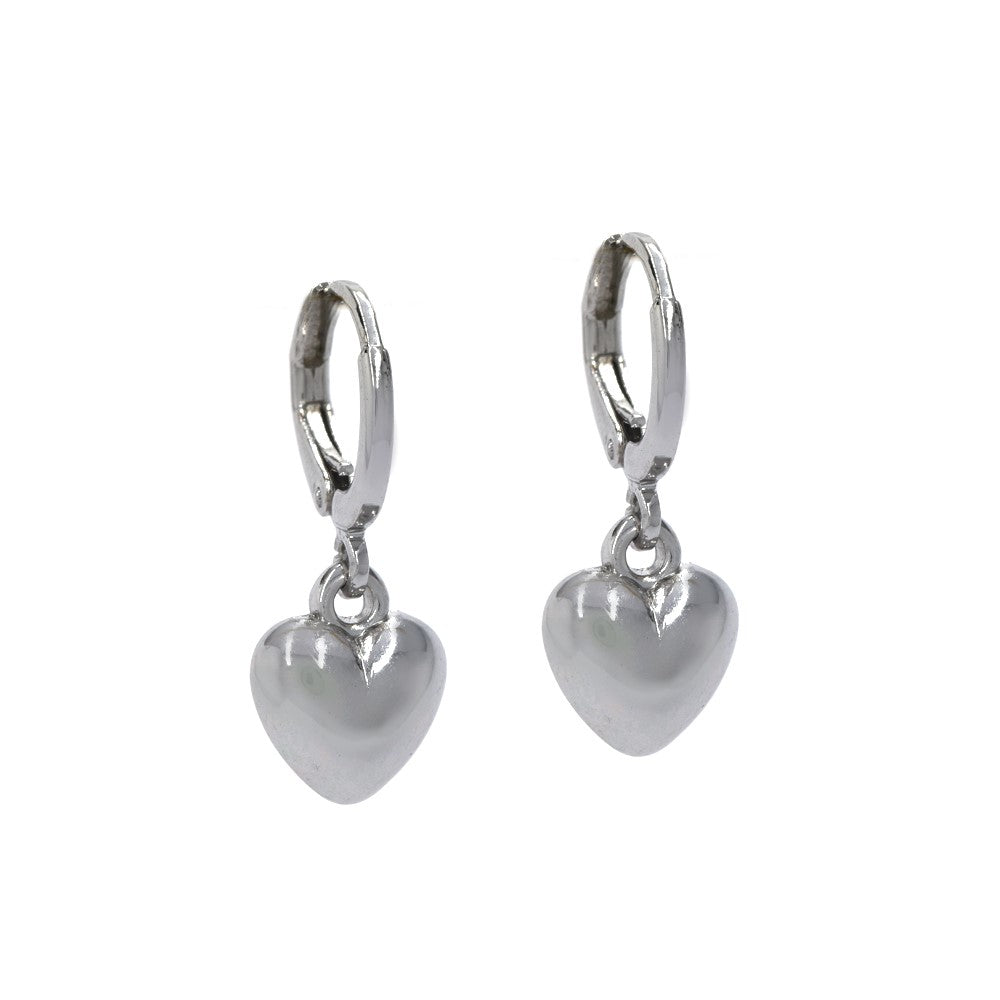 Silver heart charm huggie fashion earring - YE4159