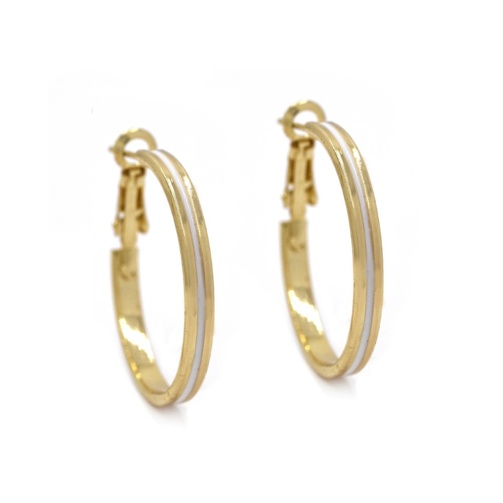 Striped gold hoop fashion earring with 925 silver pin - YE4211