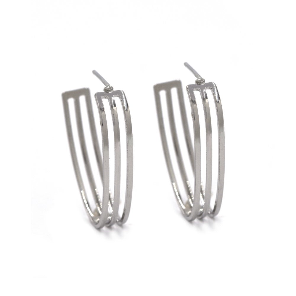 Geometric hoop fashion earring with 925 sterling silver pin - YE4212