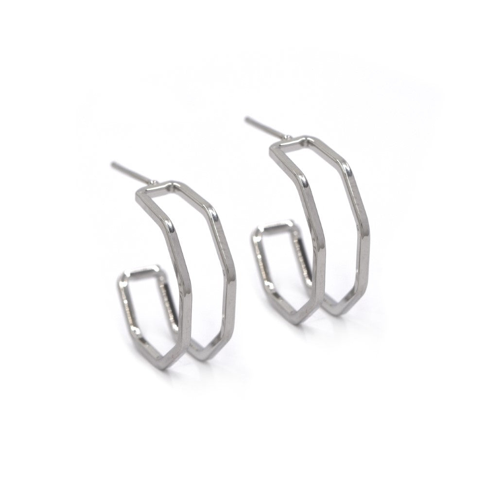 Open hoop fashion earring with 925 sterling silver pin - YE4213