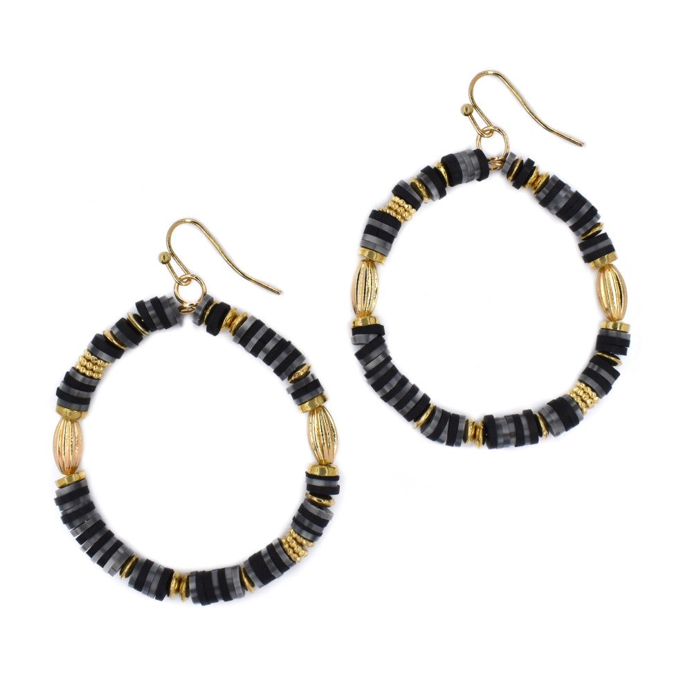 Beaded O drop hoop fashion earring - YE4272